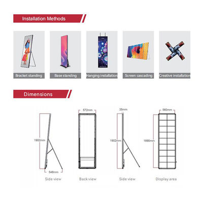 Esposizione del manifesto di P1.9 Smart LED, spessore commerciale portatile dello schermo 2.5cm del LED